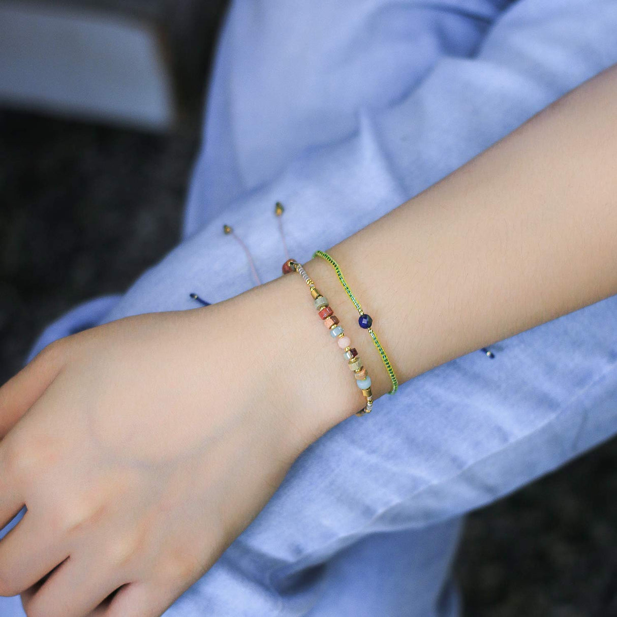 KELITCH Women Strand Bracelets Seed Bead Thin Rope Friendship Bracelets Handmade Adjustable Jewelry F