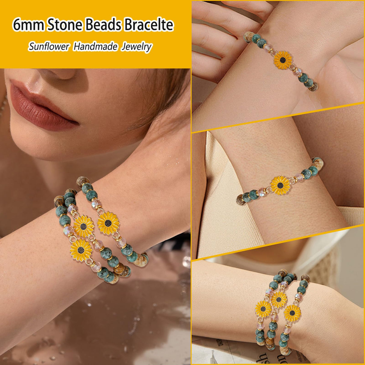 COLOYAN 9PCS Sunflower Gifts Inspirational Bracelets for Women