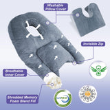 HOMCA Face Down Pillow After Eye Surgery - Home Massage Pillow Face Down for Bed, BBL Pillow After Surgery Stomach Sleeping Pillow with Shredded Memory Foam and Removable Cover