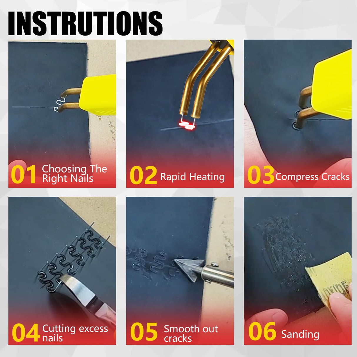 Plastic Welder, 2 in 1 Plastic Welding Kit, SONNLER 1000PCS Hot Stapler Plastic Repair Kit For Car Bumper Crack Repair with Iron, Rods, Metal Mesh, Abrasive Paper, Aluminum Tape