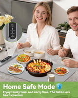 Food Warming Mat Electric Tray: YTLAD Silicone Heating Pad with 6 Level Adjustable Temperature and 5 Hours Timer & Family Lock, Foldable Food Warmers for Parties, Daily Use (Grey, 25.6" x 15.55")