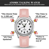 Hearkent Talking Watch for Women-Senior or Visually Impaired Watches American-Style English Voice Timekeeping Watch-Ideal Gifts for Mother or Sisters.(Pink)