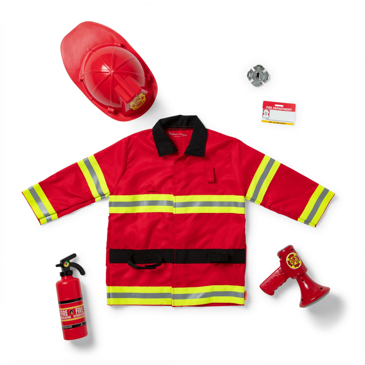 Melissa & Doug Fire Chief Role Play Costume Dress-Up Set, Pretend Play Firefighter Outfit with Realistic Accessories for Kids and Toddlers Ages 3+