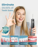 Onlyone Water Dental Flosser, 300ML Portable Oral Irrigator for Teeth, 4 Modes and 5 Jet Tips,Rechargeable Irrigation Cleaner,Electric Flossing Machine Power Flossers & Irrigator Accessories Black