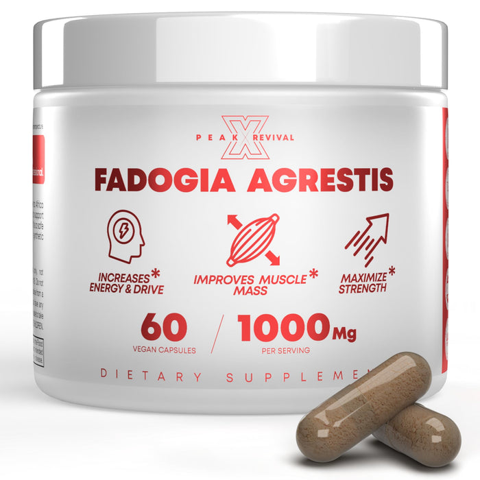 Peak Revival-X Fadogia Agrestis 1000mg Per Serving Supplement - Potent Extract to Increase Energy, Athletic Performance & Muscle Mass - Supplements, Made in The USA (60 Capsules)