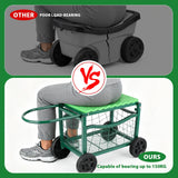 Rolling Garden Workseat with Wheels, Metal Frame Gardenning Stools with Padded Cushion,Hold 150Kgs