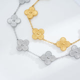 Acicihenn Waterproof Four-Leaf Clover Bracelet, Adjustable Link Double Sided Jewelry, Lovely Fashion Jewelry Gift for Women Gold Bracelet + Silver Bracelet