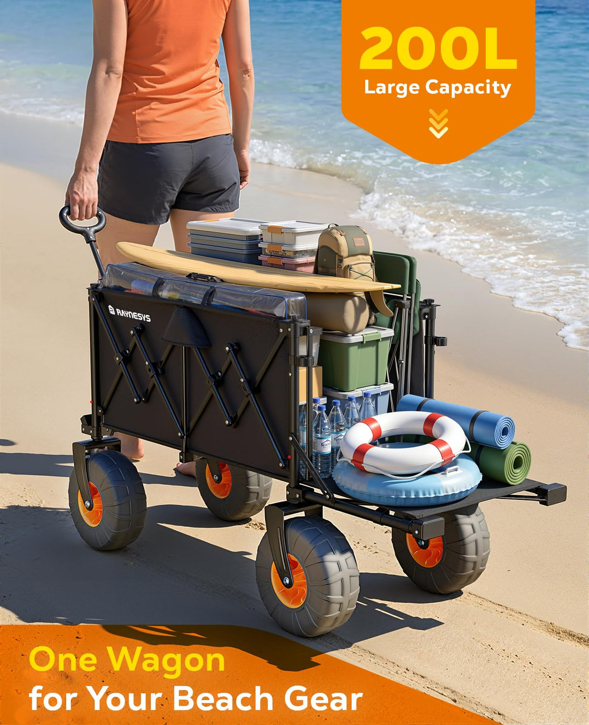Beach Wagon with Big Wheels for Sand,9" Big Wheels, 440lbs Wagons Carts