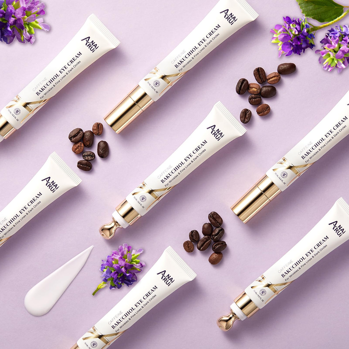 ANAI RUI Caffeine Bakuchiol Firming Eye Cream, Retinol & Peptide Eye Cream for Dark Circles, Puffiness, Wrinkles, Bakuchiol Alternative Retinol Eye Moisturizer for Under-Eye Skin Repair 0.5 FL OZ