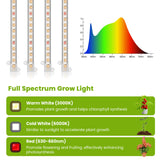 Kullsinss 8 inches LED Grow Light Strips, Full Spectrum Grow Lights for Indoor Plants with 6/12/16H Timer, 5 Dimmable Levels, Plant Light for Seedling Succulent, Ideal for Plant Shelf (4 Strips*2pcs)