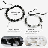 Elegant Beaded Bracelets - Natural Stone & Stainless Steel Healing Energy Jewelry for Couple Lover, Adjustable Sun and Moon Non-Smart Bracelet Set with Positive Meaning, Perfect Friendship Gifts