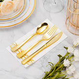 BESTVIP 200 Pack Disposable Paper Napkins,3-Ply Dinner Napkins with Gold Trim for Guests,Bathroom Paper Hand Towels Soft and Absorbent,Perfect for Christmas,Kitchen,Dinner,Party,Wedding or Event