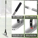 YEELOR Thatch Rake with 15‑inch Rake Head and Long Handle