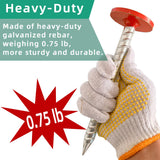 POSEOFFR 8 inch Rebar Survey Stakes, Heavy Duty Galvanized Stake, 2.4 inch Orange Head, 4 Pack