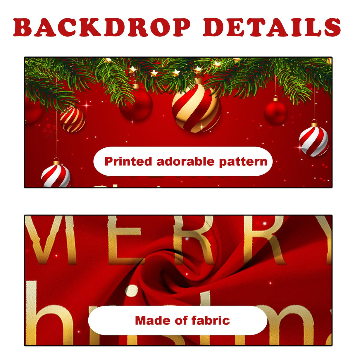 COSEVIER Christmas Garage Door Cover Banner, Red Festival Large Hanging Backdrop Door Banner, Merry Christmas Happy New Year Xmas Garage Wall Decorations for Holiday Party Décor, 7x16 FT