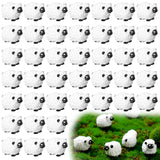 Suzile 50 Pcs Mini Sheep Figurine Miniature Resin Sheep Figurine White Lamb Figure Cute Animal Statue Landscape Little Decor for Spring Summer Outdoor Garden DIY Ornament Cake Topper(Classic Style)