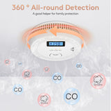 6 Packs, 2 in 1,Smoke Carbon Monoxide Detector,Carbon Monoxide Detectors/Smoke Alarm,85 dB Alarm,Large Screen Readout,Test Button,Battery Operated, Work State LED Flash,Easy Install