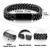 Abooxiu Urn Bracelet for Human Ashes - Stainless Steel Cremation Jewelry Keepsake Memorial Ash Holder for Men & Women - Black