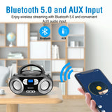 MEGATEK Portable CD Player Boombox with Bluetooth & FM Radio – Black
