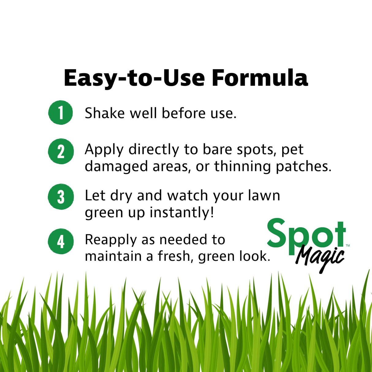 Spot Magic by Mark & Phil’s - Green Instant Lawn Grass Colorant Spray 24oz - Non-Toxic Pet & Kid Safe,- Long-Lasting Results for Concealing Brown & Pet-Damaged Grass Areas