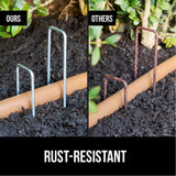 GORILLA GRIP Premium Landscape Staples 200 Pack 6 Inch, Heavy Duty 11 Gauge Galvanized Steel Garden Stakes, Sharp Rust Resistant Landscaping Pins, Lawn Anchors Weed Barrier Fabric, Sod, Irrigation