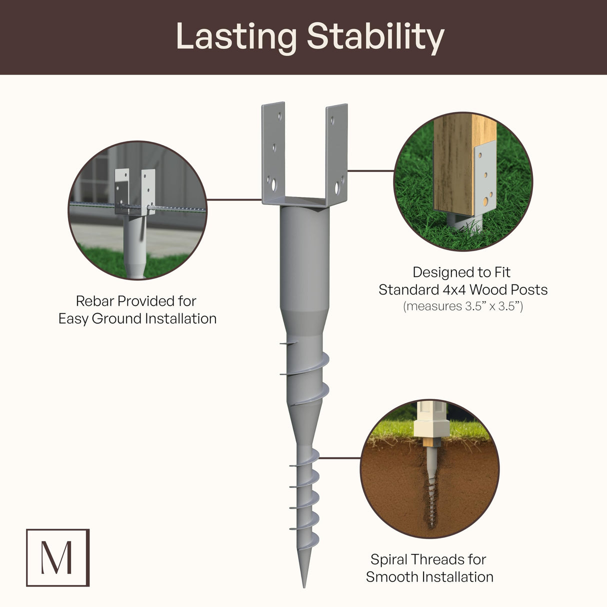 Mayne No-Dig Ground Anchor, 4x4 Post Anchor for Mailbox & Lamp Post