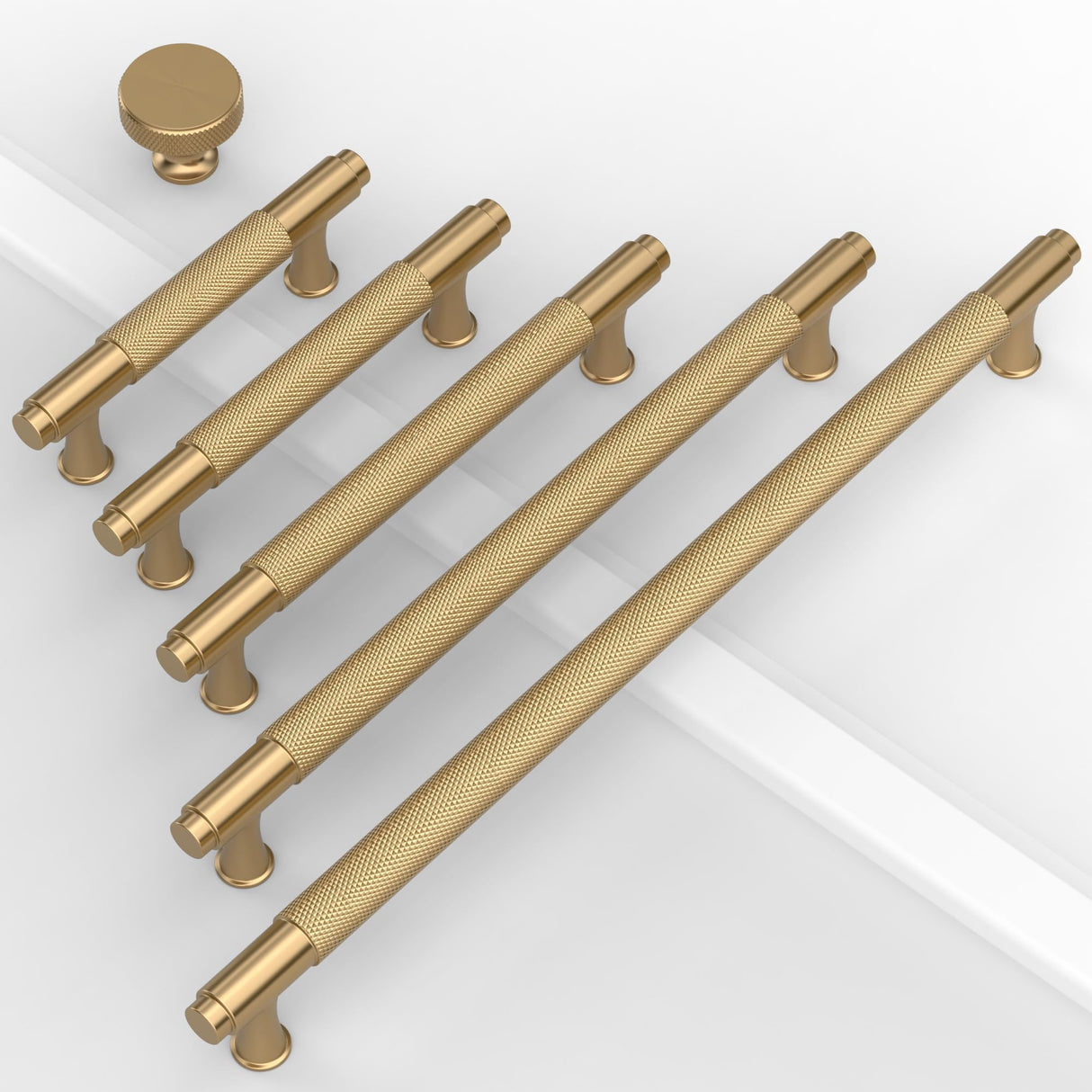 Coinkoly 10 Pack Champagne Bronze Cabinet Pulls Knurled Cabinet Knobs for Dresser Drawer Pulls Brass Cupboard Hardware for Cabinets CK0029