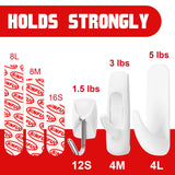 Sinfuo 20 Hooks + 32 Stirps Hanging Variety Pack,Adhesive wall Hooks Heavy Duty,no Damage Large midium Small Sticky Utility Hooks for Outdoor,Tower,Keys