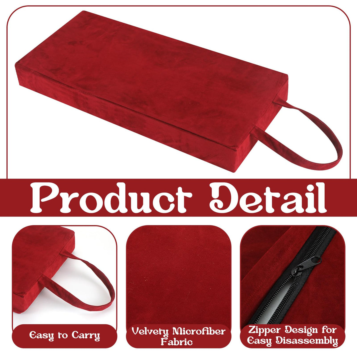 Colingmill Personal Prayer Kneeler Pad 18 3/4 Inch Christian Kneeling Pillow Microfiber and High Density Foam Personal Religious Prayer Kneeler Pad Pillow Bench for Kneeling Christian Gift(Burgundy)