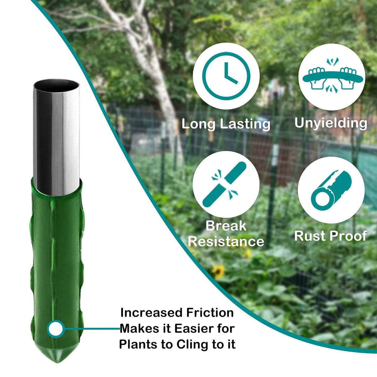 25 Pack Garden Stakes 4FT (48 Inch), Heavy Duty Steel Tomato Stakes with Plastic Coating, Plant Support Stakes for Outdoor Climbing Plants, Vegetables, Beans, Potted Plants & Garden Use