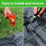 100Pcs Garden Stakes Staples + 100Pcs Gasket, Bakulyor 6 Inch Lawn Landscape Staples 11 Gauge U Shaped Galvanized Landscape Pins, Heavy Duty Yard Ground Pin for Weed Barrier Sod Fabric Decorations