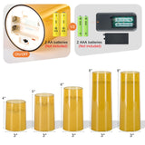 Homemory Realistic Flickering Flameless Candles, Battery Operated Candles with Remote Control and Timer, LED Fake Electric Candle for Home, Christmas Decoration, Gold, Set of 5