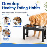 XIAZ Elevated Dog Bowls Large Breed Raised Dogs Bowl Stand Large/Medium Sized Dog Stainless Steel Food Water Bowl Stands 5 Heights Adjustable 9/11/12/14in Black Pet Feeder Dish Station