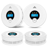 4-Pack Carbon Monoxide and Smoke Detector 10 Year Battery, Clear LCD Display and LED Light, Smoke & CO Alarm Combo for Home, Long-Lasting Guard