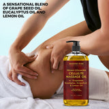 MAJESTIC PURE Cellulite Massage Oil for Massage Therapy - Refreshing, and Relaxing - Natural Oils with with Vegan Collagen & Stem Cells - for All Skin Types - Men and Women - 8 fl oz