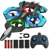 FUNPX Foam RC Plane with 3 Drone Batteries and 3*AAA Batteries (Black/Blue)