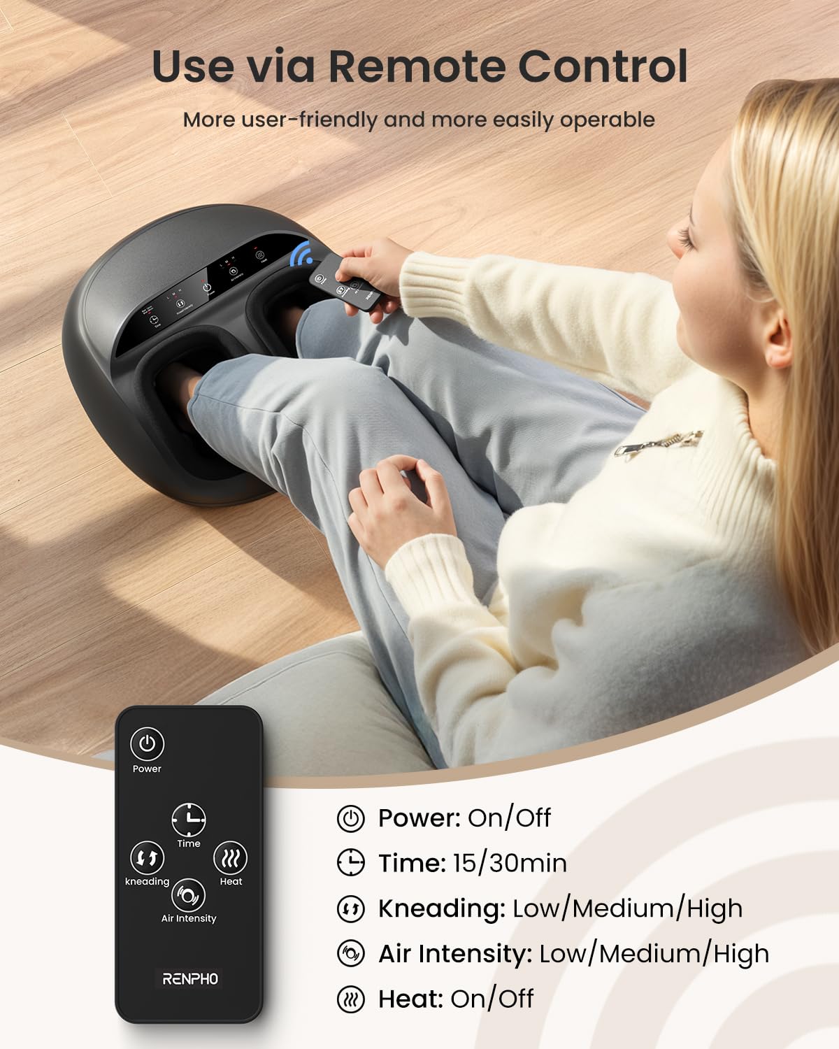 RENPHO Foot Massager Machine with Heat [2025 Upgraded], FSA HSA Eligible, Shiatsu Foot Massager for Neuropathy, Electric Massage for Plantar Fasciitis Relief, Mothers Day Gifts for Women Men