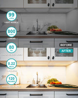 6 Pcs 12 Inch Under Cabinet Lighting Plug-in, Black Shell, Cold White 6000K, Dimmable LED Cabinet Lights with Memory Function, Linkable LED Under Counter Lights for Kitchen, Shelf, Workbench, Cupboard
