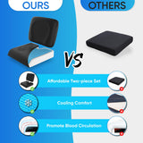 CUSHIO Wheelchair Cushion for Pressure Relief - (2-Piece Set) 18”x16” Anti-Slip Wheelchair Seat Cushions for Adults, Seniors with Lumbar Pillow and Removable Strap, Gel Cushion for Wheelchair