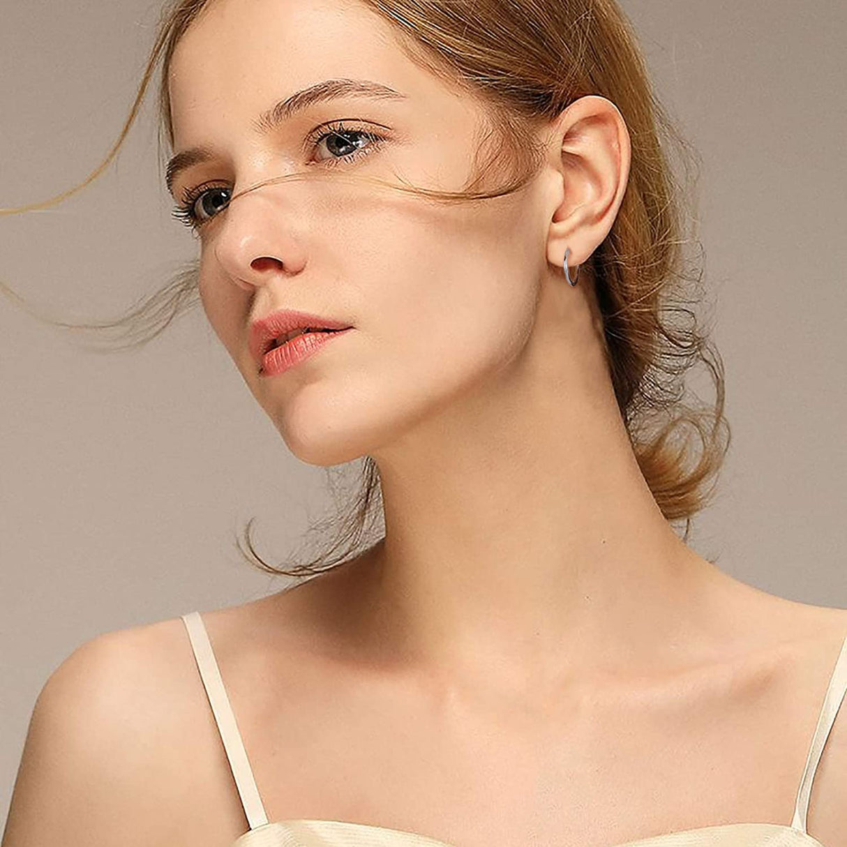 AoedeJ 925 Sterling Silver Hoop Earrings, High Polished Round Tiny Click-Top Hoop Earrings, Small Clasp Hoop Piercing Earrings (Inner Diameter-12mm 1/2'')