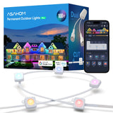 ASAHOM Permanent Outdoor Light Pro S108B, 100FT with 72 RGBCW 70lm LED, WLED Integration, AI Lighting, 30000 Lighting Effect Combination, IP67 Waterproof for Halloween Christmas and Daily Decor, White