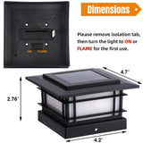 Dynaming 4x4 Solar Post Cap Lights Outdoor with Flickering Flame Light, Black Shell Fence Post Solar Lights Fit Vinyl/Wooden Posts, Brightness LED Lighting Decor for Garden Deck Patio, 12 Pack
