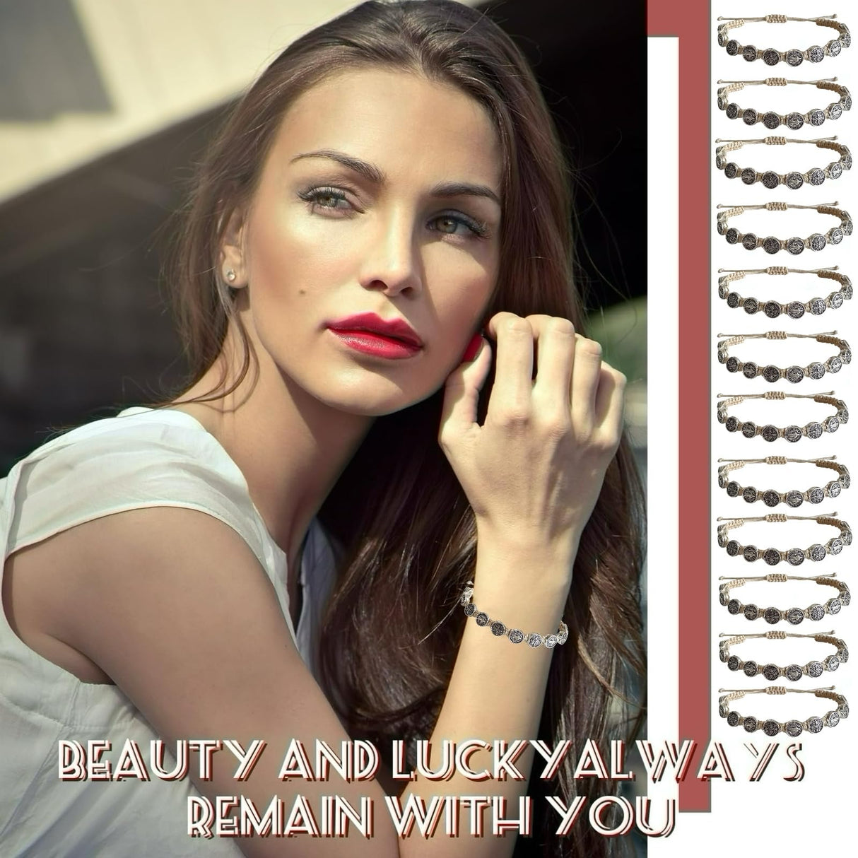 12pcs St Benedict Bracelets Nature Color String Saint Benedict Rosary Bracelet Medalla De San Benito Catholic Gift For Men Women (Nature Color)