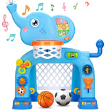 KIZZYEA Toys for 1 2 3 Years Old Boys Girls, Toddler Basketball Hoop & Soccer Goal, Montessori Toy, Interactive Musical Sports Toys with Light, Christmas Birthday Gifts for Baby Kids Age 12-18 Months