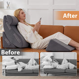 4PCS Wedge Pillow Set for After Surgery, Orthopedic Bed Wedge Pillow for Back Pain Relief, Sitting up in Bed,Recovery, Acid Reflux, Snoring, Body Pillow for Sleeping,Leg,Shoulder Support, Velvet Grey
