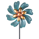 MUMTOP Wind Spinners 45.7 Inch Cyan Kinetic Sculpture Metal Windmill for Patio Lawn Outdoor Yard Garden