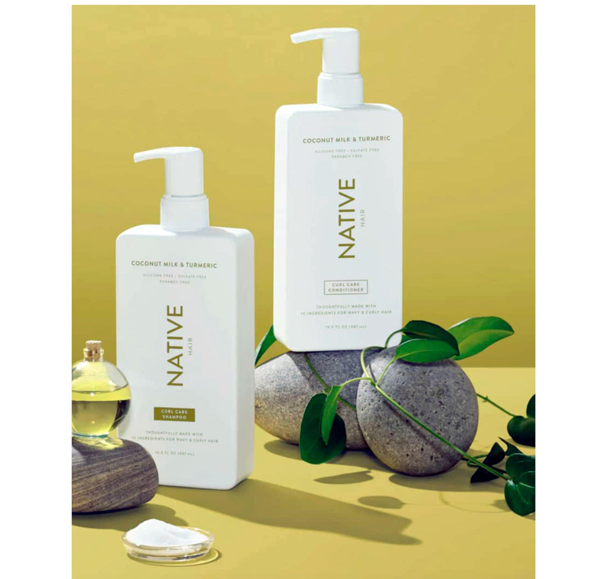 Generic Native - Coconut Milk & Turmeric - Shampoo and Conditioner Set | Sulfate Free, Paraben Free, Dye Free, with Naturally Derived Clean Ingredients| 16.5 oz - Pack Of 02, Gold