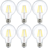 Sunco 6 Pack G25 Globe Light Bulbs LED Edison Vanity Light Bulbs, CRI90, 3000K Warm White, Dimmable, 5W=60W, Clear Vintage Filament Globe, 500 Lumens, E26 Base, Indoor Outdoor, UL
