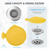 TRAPMATE Bathtub Drain Stopper/Protector/Hair Catcher Shower Drain/Easy Clean Hair Trap Strainer & Silicone Stopper for Tub, Sink (Yellow)
