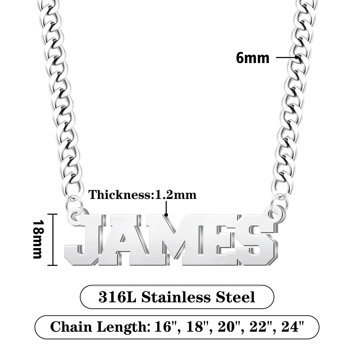 Elemtansy Custom Name Necklace for Men, 18K Gold-Plated Name Necklaces with Curb/Figaro Chain, Personalized Birthday Gifts for Men